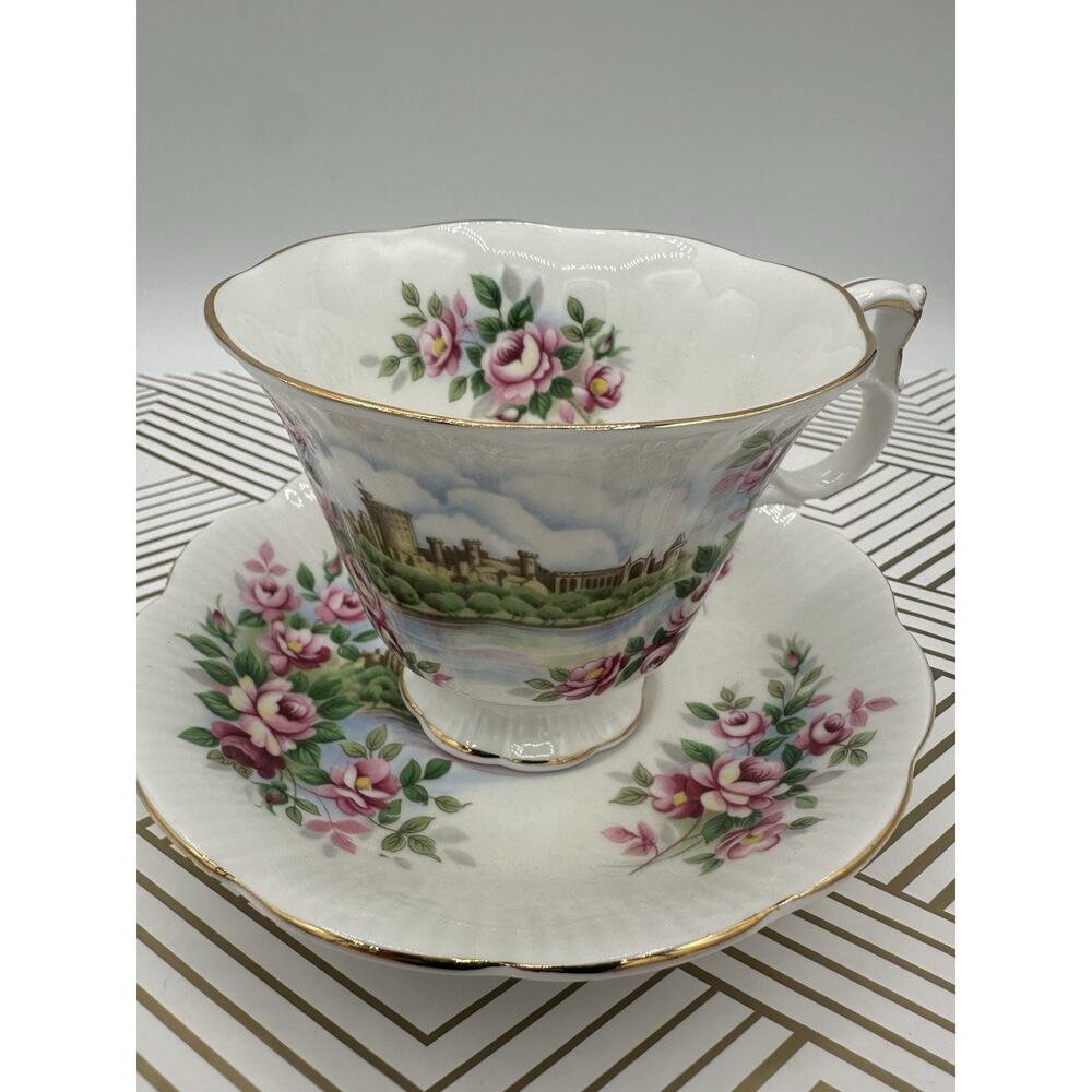 Royal Albert Bone China England Ancestral Series Pink Rose Pattern Footed Cup